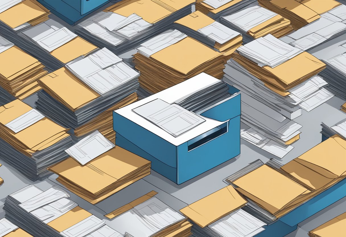 A stack of political direct mail pieces being sorted and prepared for delivery