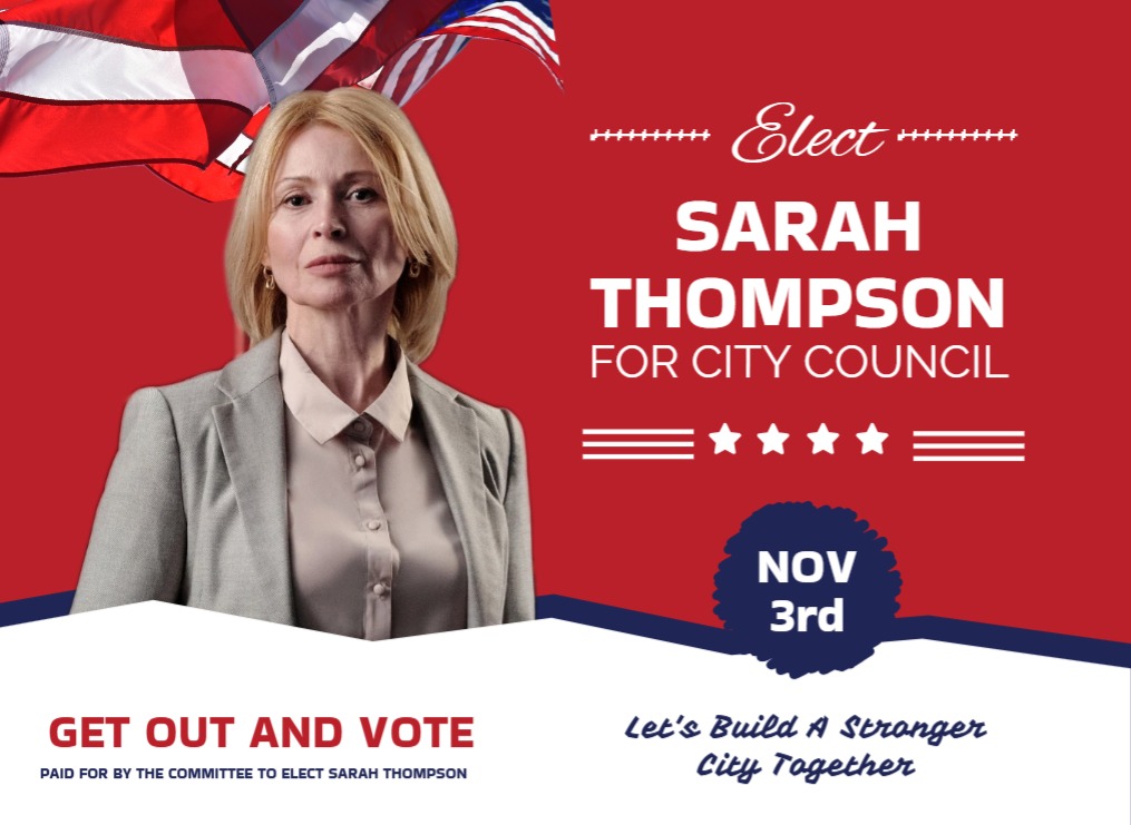 Campaign direct mail postcard for local elections